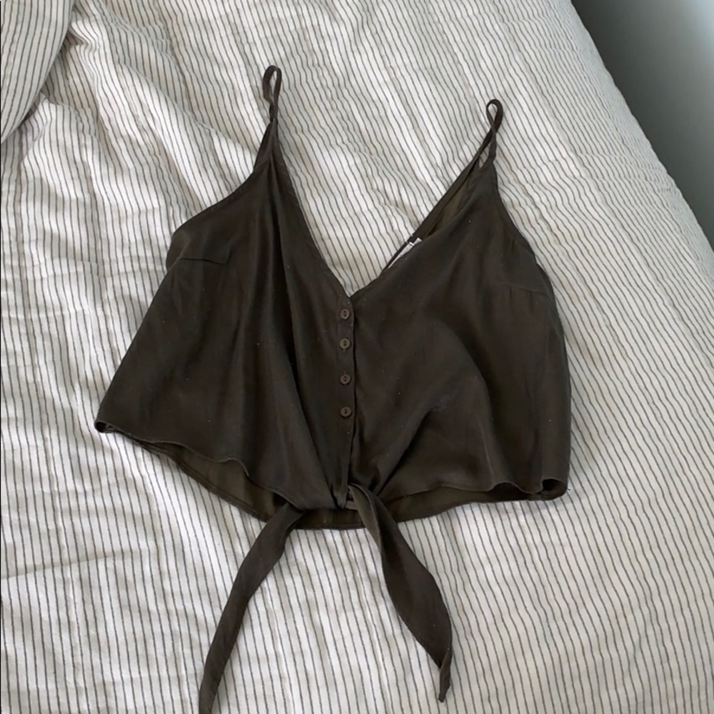 tie front slightly cropped olive green night out